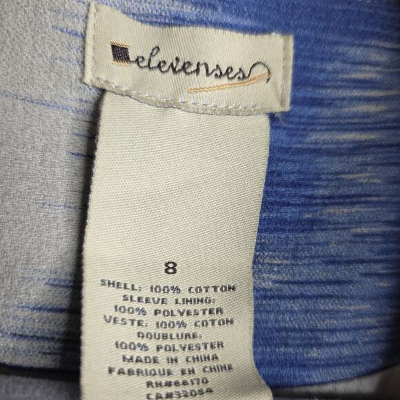 Anthropologie Elevenses sz8 Vintage Trench Blue Pink OffWhite Abstract Babydoll - Picture 3 of 15